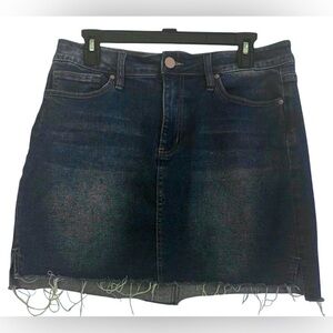 Denim Frayed Hem Skirt